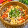 【にんじんとしめじのふわ玉中華スープ】とろとろ〜♡の工程4