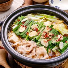 【豚バラキャベツのもつ鍋風】焦がし醤油香る♬鍋の〆は辛麺風♡