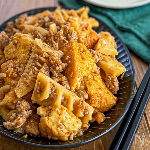 筍と厚揚げ《にんにく♡オイスター味噌炒め》