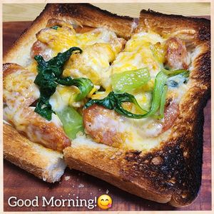 ナムディの作ってみた!投稿(食パンで簡単♬ほうれん草とウインナーのキッシュ♬)