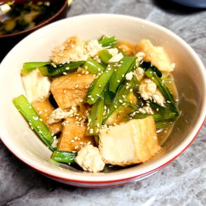 ゆうママの作ってみた!投稿(【厚揚げと小松菜の和風そぼろ煮】とろ〜り♡しょうが香る♪)