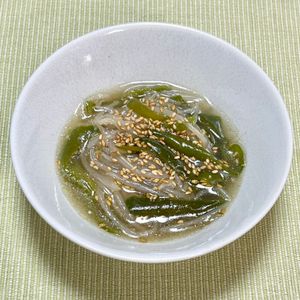 キャピタンの作ってみた!投稿(豆もやしとピーマンの食べるスープ)