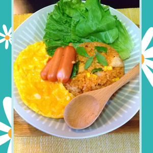 チョロリスの作ってみた!投稿(【チーたまチキンライス】とろとろ卵＆パリじゅわウインナー♡)