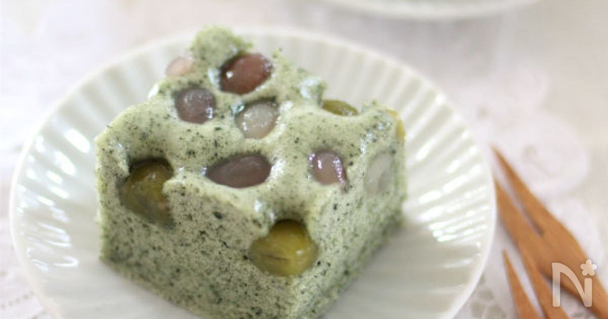 米粉の蒸しケーキ♪よもぎ甘納豆