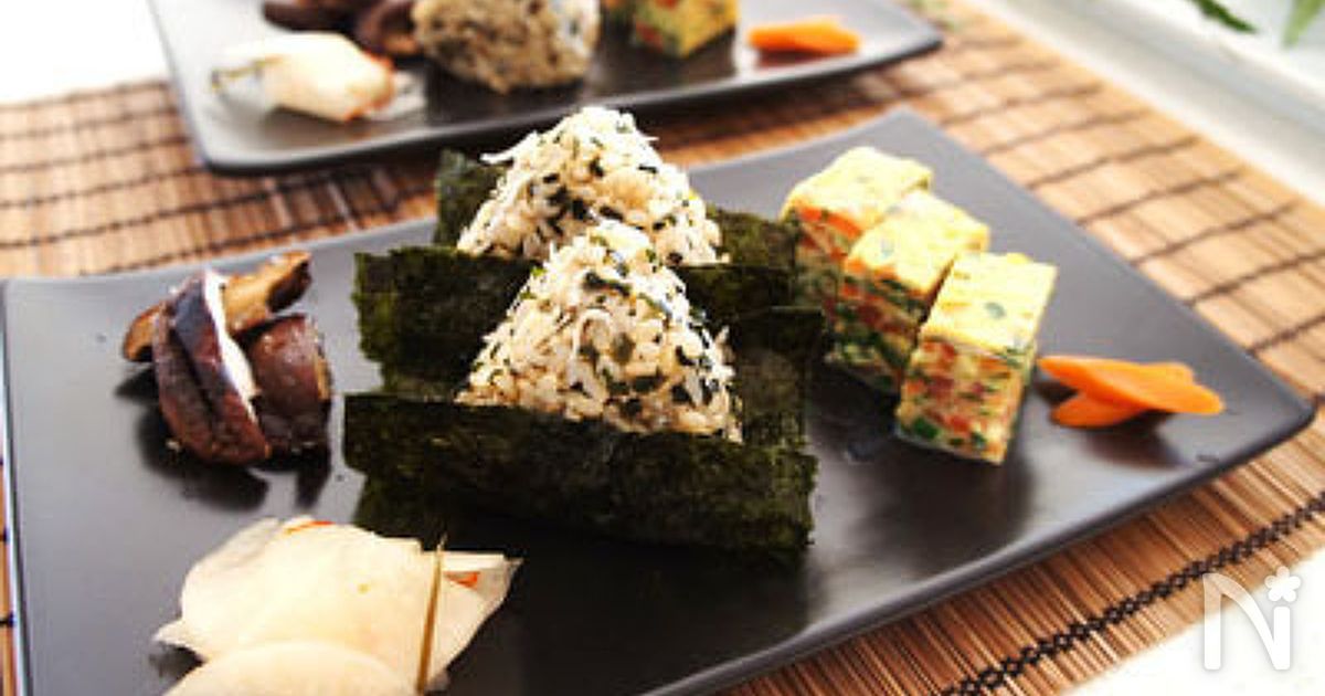 玄米にぎり韮トマト厚焼き卵☆減量プレート