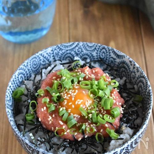 【明太子と卵のユッケ風どんぶり】火を使わず簡単！