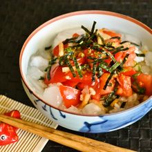 トマトとキムチで冷やし(氷)茶漬け