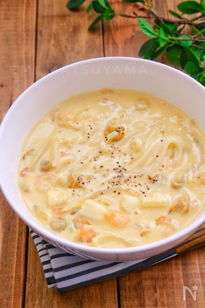 シーフードミックスで簡単 シーフードクリームカレーうどん By 松山絵美 レシピサイト Nadia ナディア プロの料理家のおいしい レシピ