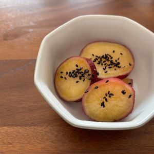 こむぎの作ってみた!投稿(フライパンひとつ♪さつまいもの甘露煮)
