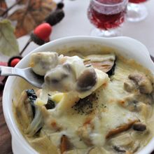 秋の味覚・きのことカボチャのグラタン