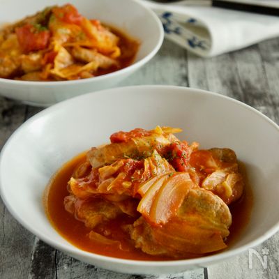 豚ヒレ肉とキャベツのトマト煮