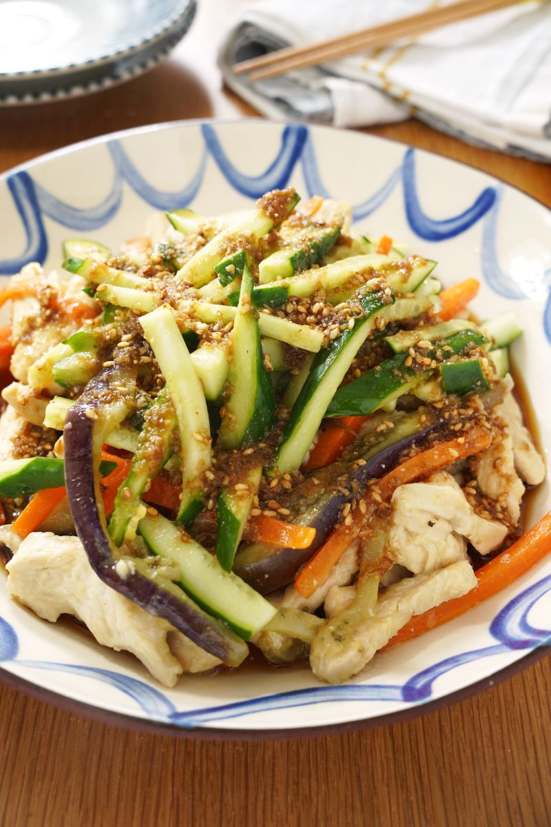 専用　人参、キュウリ、茄子 鶏むね肉とナスとにんじんときゅうりの中華風甘酢炒め和え