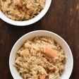 鮭缶とエノキのバター醤油炊き込みご飯