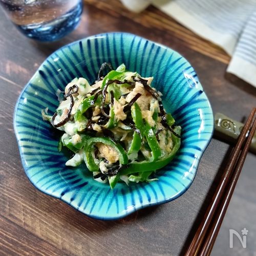 【ピーマンとツナの塩こんぶマヨ炒め】パパッと作れる副菜です!
