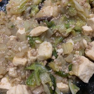 ちょんの作ってみた!投稿(【鶏ひき肉と白菜の和風麻婆豆腐】冬に食べたいとろ〜りおかず♩)