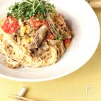残ったそうめんアレンジ！トマトと豚肉のそうめんチャンプルー