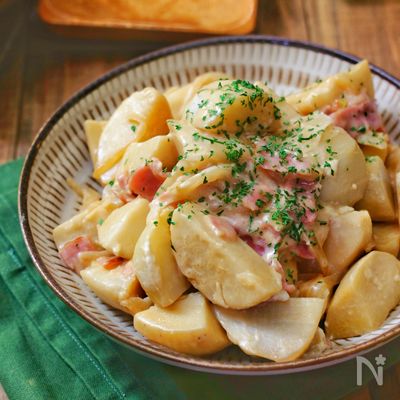 レンジで簡単!やみつき*里芋のクリームジャーマンポテト*