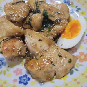 1バーバミーの作ってみた!投稿(ワンパン10分！【鶏むね肉の大葉照り焼き】ご飯すすむ甘辛味♩)