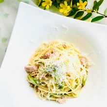 ボウルひとつレンチンだけ♪ベーコンとアスパラのレモンパスタ