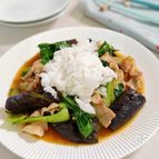 【ナスと青梗菜と豚バラ肉のみぞれ炒め】ダイエットにもお勧め。