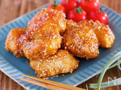 油は大さじ2♪むね肉で作る♪『揚げない鶏唐の甘酢ごまあえ』