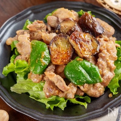 【大人も子供も好きな味】豚こまと茄子ピーマンのごま味噌炒め