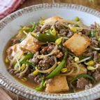 【厚揚げと豆もやしとピーマンのそぼろあん】ボリュームあんかけ