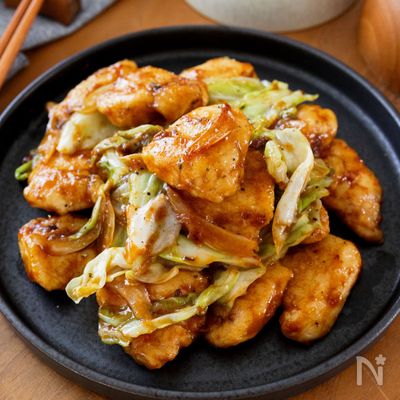 『鶏むね肉とキャベツの回鍋肉風炒め』むね肉でヘルシー☆簡単♪