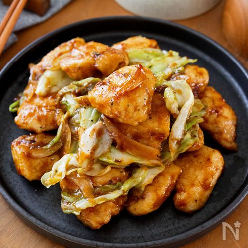 『鶏むね肉とキャベツの回鍋肉風炒め』むね肉でヘルシー☆簡単♪