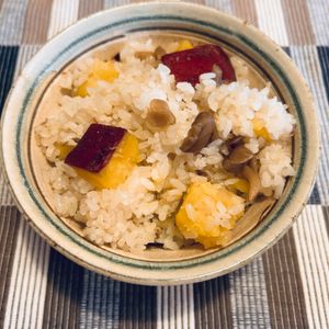 puricoの作ってみた!投稿(鶏とお芋のおこわ風炊き込みごはん)