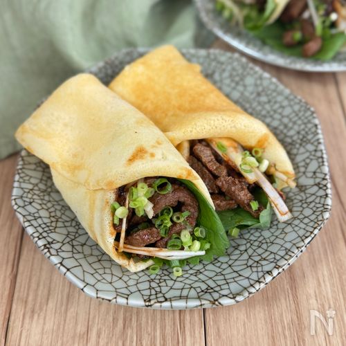 韓国風♪甘辛牛肉の米粉クレープ包み