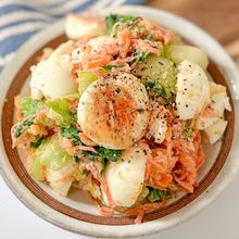 マヨ不使用！【チンゲン菜と人参の卵サラダ】
