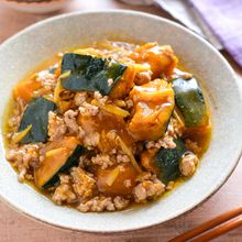 【かぼちゃと生姜のそぼろ煮】ほっこりするおいしさの簡単和食♪