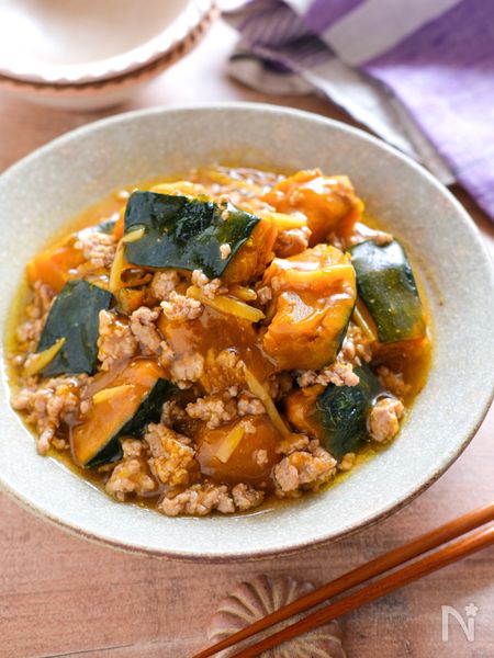 かぼちゃとしょうがのそぼろ煮