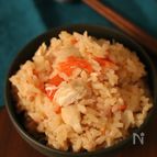 トマト丸ごと！「トマトとささみの炊き込みごはん」