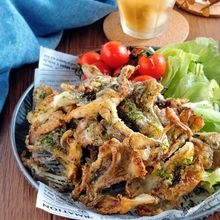 簡単おつまみ☆カリカリ舞茸・海苔塩味。