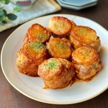 【豚こま豆腐で作る長芋のはさみ焼きステーキ】節約/焼肉のたれ