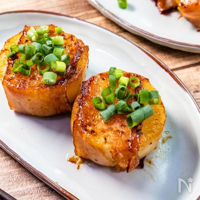 巻いて焼くだけ♪『大根のベーコン巻ステーキ』