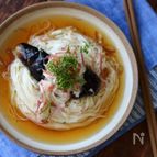 揚げ茄子の梅おろしそうめん。