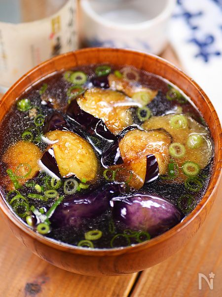 じゅわとろ～🤭💕なすの揚げびたしのお吸い物🥣