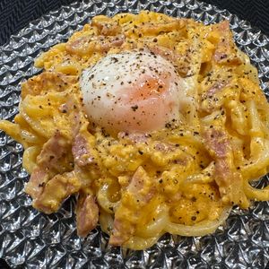 楽ラク手抜キッチン🐶🐾の作ってみた!投稿(あっという間に！和・カルボナーラうどん)