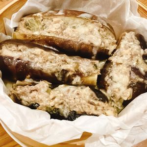 ミルクの作ってみた!投稿(せいろで蒸すだけ♪さば味噌チーズのなすドッグ)