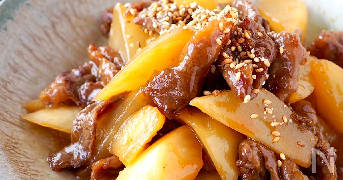 牛肉と大根のピリ辛韓国風】レンジで時短！味がしみしみ | レシピ