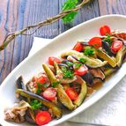 レンチンなすと豚肉の白だしレモンマリネ