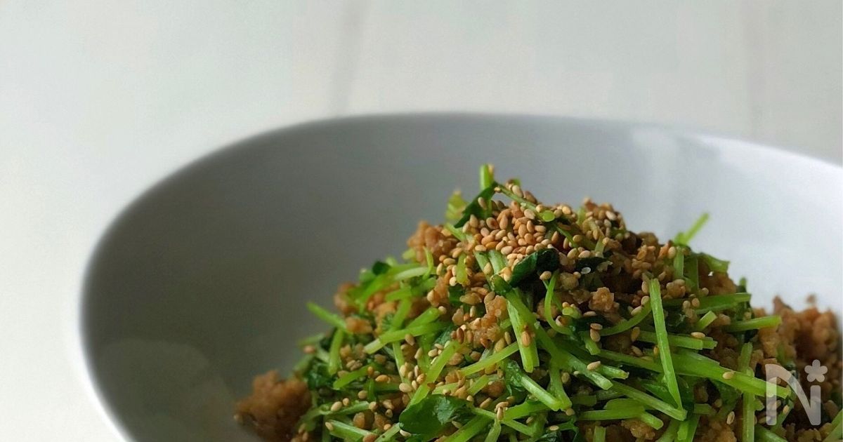 キッチンバサミだけで作れます！＊豆苗入りカレー風味そぼろ＊