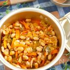 癖になる味♪大豆と野菜と豚肉のケチャップ煮込み