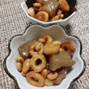 よっこの作ってみた!投稿(【蒟蒻とお豆さんのうま煮】作り置き/お弁当に♡︎)