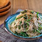 ＊春雨とほうれん草とサバ缶のゴマぽんマヨサラダ＊