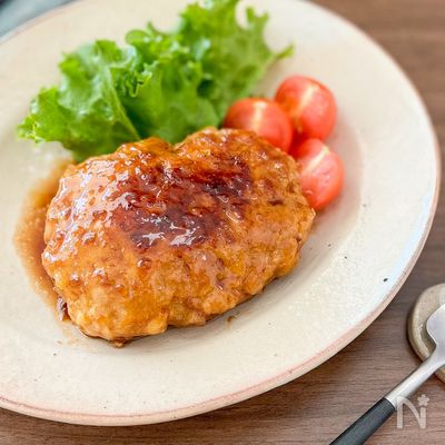 【豚こまのガーリック醤油バーグ】食べ応え◎ご飯が進む！