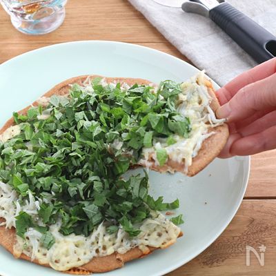 フライパンで！しらすと青じその全粒粉ピザ